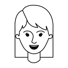 female face with mid lenght hair in monochrome silhouette vector illustration