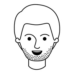 male face with short hair and stubble beard in monochrome silhouette vector illustration