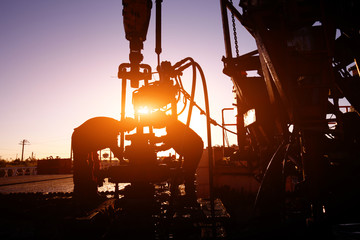 Oil drilling exploration, the oil workers are working