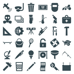 Set of 36 equipment filled icons