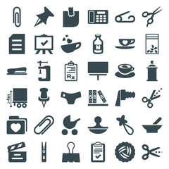 Set of 36 clip filled icons