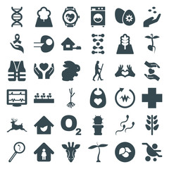 Set of 36 life filled icons