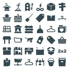 Set of 36 empty filled icons