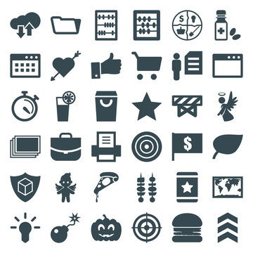 Set of 36 thin filled icons