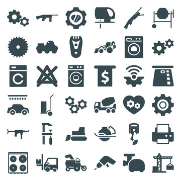 Set of 36 machine filled icons