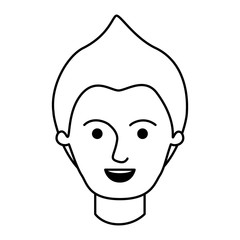 male face with modern hairstyle in monochrome silhouette vector illustration
