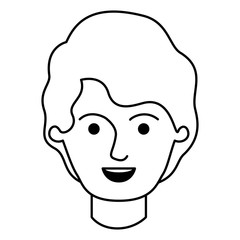 male face with short wavy hair in monochrome silhouette vector illustration