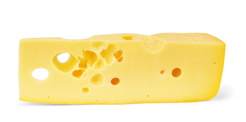 Piece of cheese isolated on white