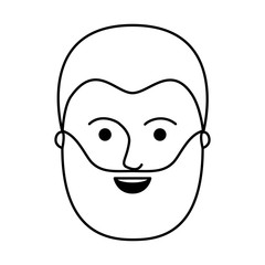 male face with short hair and full beard in monochrome silhouette vector illustration