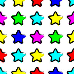 Seamless vector background with decorative stars. The stroke of the pen. Textile rapport.
