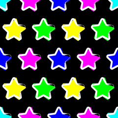 Seamless vector background with decorative stars. The stroke of the pen. Textile rapport.
