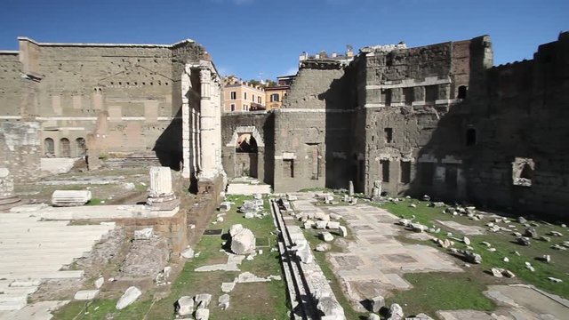 View of Imperial Fora (Fori Imperiali) in Rome, Italy