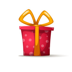 Cartoon gift with a bow. Shadow and glare. Vector eps10