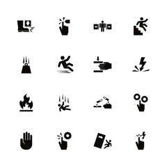 Warning Signs icons - Expand to any size - Change to any colour. Flat Vector Icons - Black Illustration on White Background.