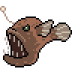 vector pixel art deep sea fish