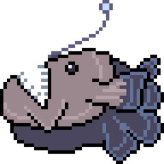 Fototapeta premium vector pixel art deep sea fish