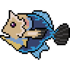Obraz premium vector pixel art deep sea fish