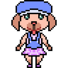 Fototapeta premium vector pixel art dog dress