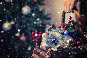 Christmas tree toy basket