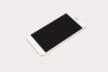 White modern smart phone isolated.Blank screen for mockup.