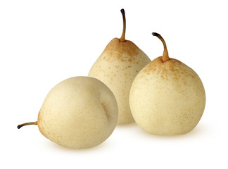 Three Chinese pear, isolated on a white background.