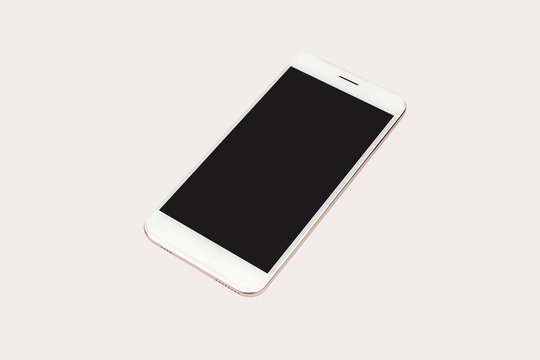 White modern smart phone isolated.Blank screen for mockup.
