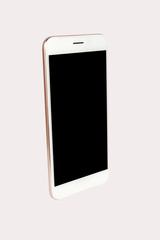 White modern smart phone isolated.Blank screen for mockup.