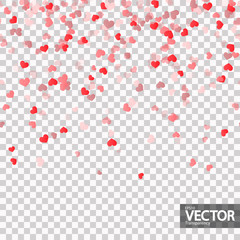 seamless confetti hearts background with vector transparency