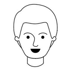 male face with short hair in black dotted silhouette vector illustration