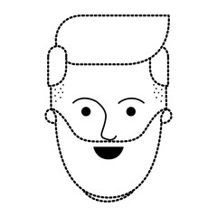 male face with beard and side parted hairstyle in black dotted silhouette vector illustration