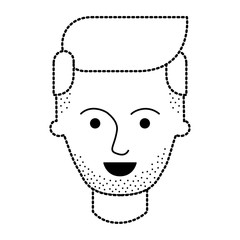 male face with stubble beard and side parted hairstyle in black dotted silhouette vector illustration