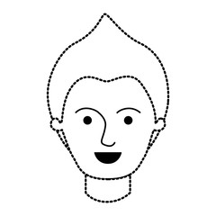 male face with modern hairstyle in black dotted silhouette vector illustration