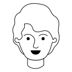 male face with short wavy hair in black dotted silhouette vector illustration