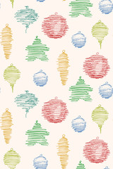 Seamless pattern made of sketched Christmas decorations