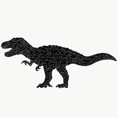 Silhouette of an enraged dinosaur with a pattern