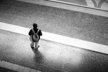 Man standing on the floor and lost his way