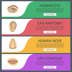 Facial body parts web banner templates set