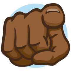 Close-up body part, hand indicating, pointing, frontal view, afro descent. Ideal for educational and institutional materials