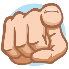 Close up body part, hand indicating, pointing, frontal view, caucasian. Ideal for educational and institutional materials