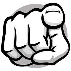 Illustration close body part, hand indicating, pointing, frontal view. Ideal for educational and institutional materials