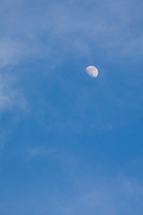 Half moon on blue sky and cloud