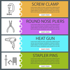 Construction tools web banner templates set