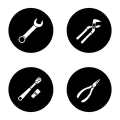 Construction tools glyph icons set