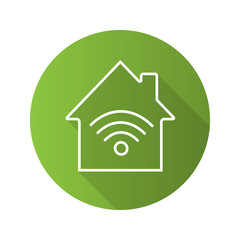 Home internet connection flat linear long shadow icon