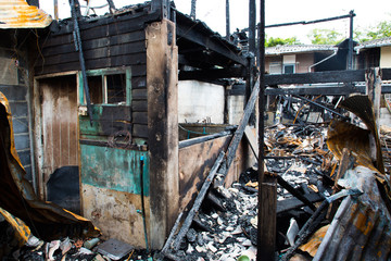 Old Home Burns Down.house after a fire