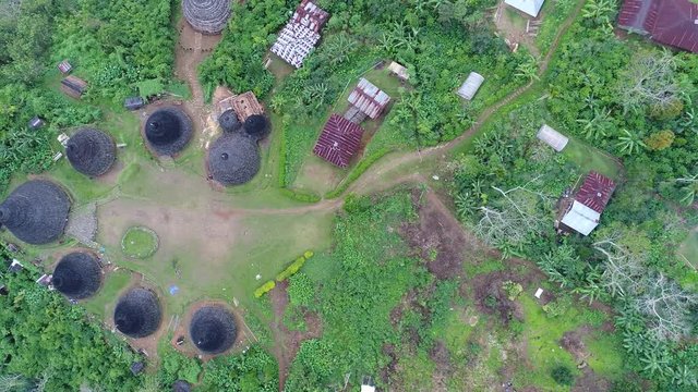 Traditional village Wae Rebo on Flores island in Indonesia. aerial view drone 4k.