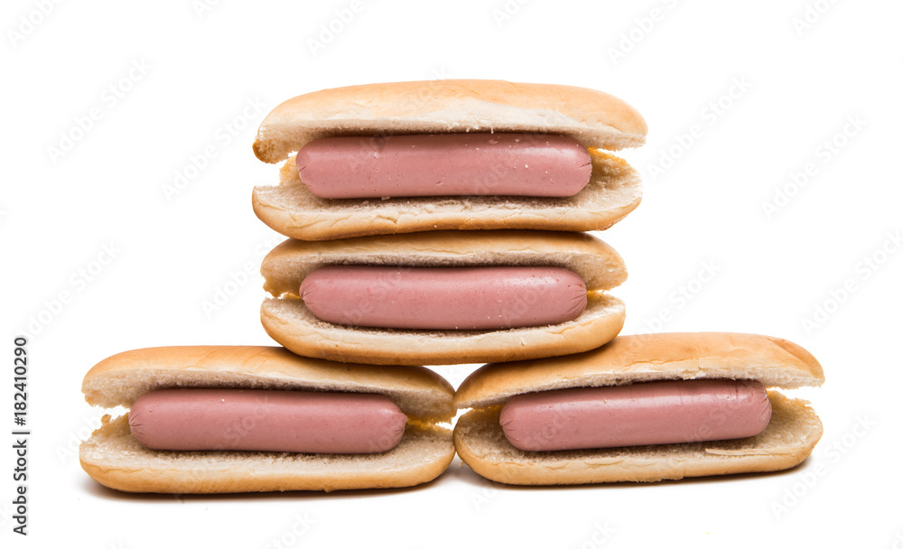 Wall mural sausage in a bun isolated