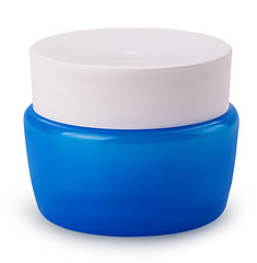 blue jar with cream