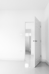 Open door in the bedroom,doorway view from bedroom concept of waiting