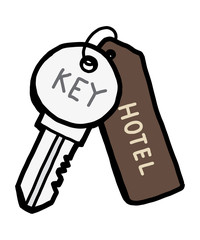 hotel key / cartoon vector and illustration, hand drawn style, isolated on white background.